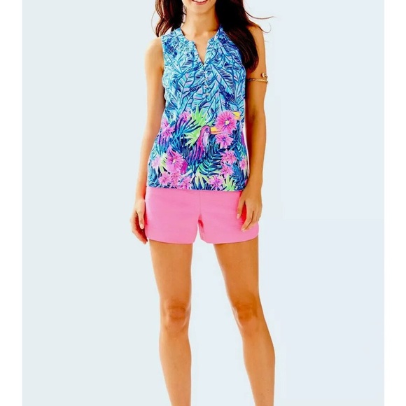 Lilly Pulitzer NWT Essie Top Bennet Blue Lets Mango $64 Size XXS - Picture 3 of 10